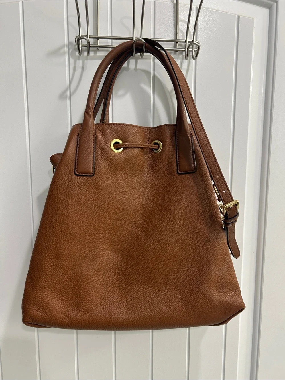 Michael Kors Cognac Leather Tassel Shoulder Satchel
